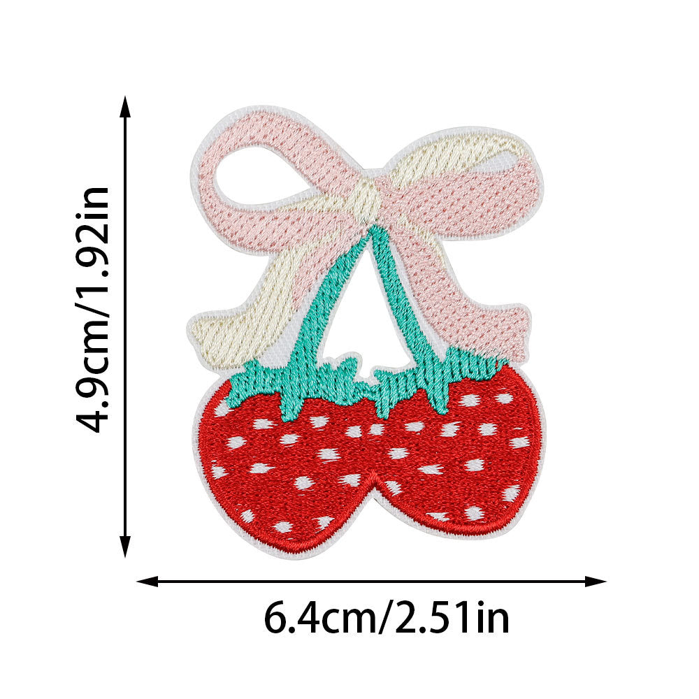 Wholesale  Cherry Embroidered Cloth Sticker No-sewing Girl' s Down et Patch Sticker Holes Sticker Large